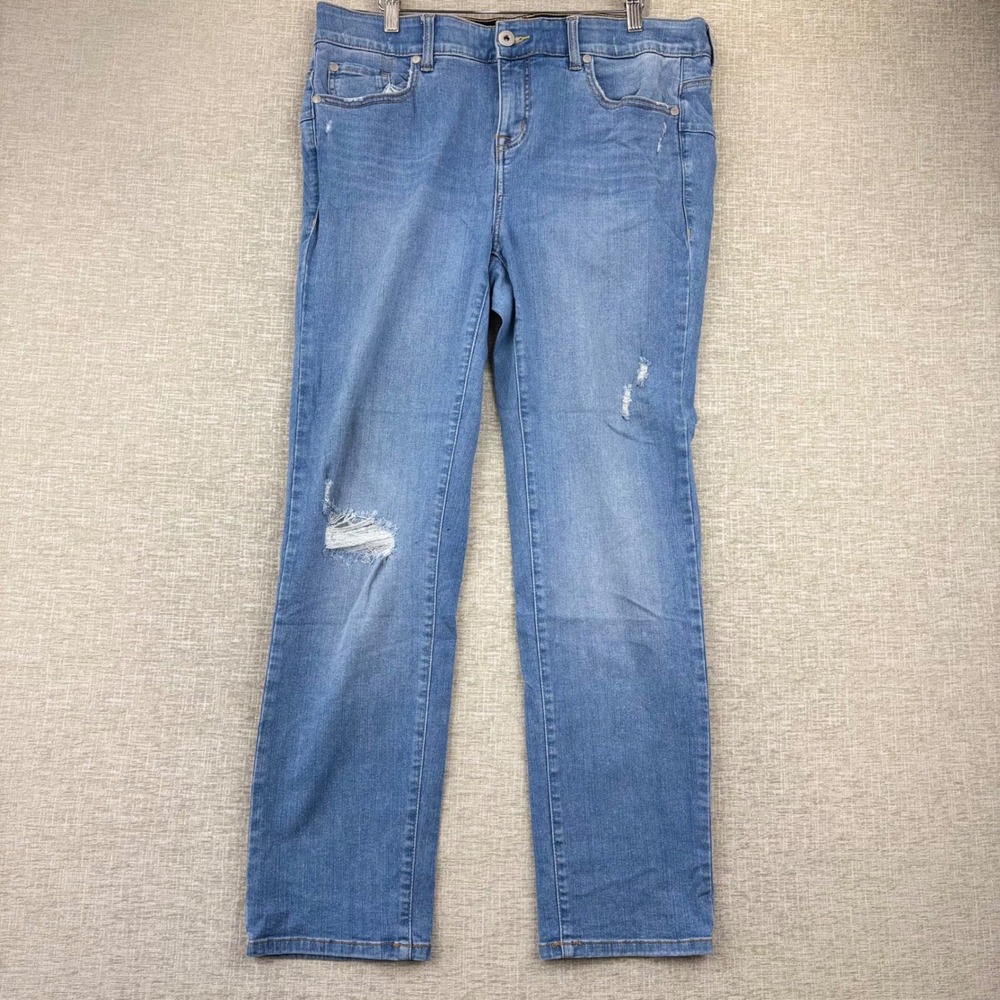 Torrid Bombshell Womens 16R Straight Jeans Medium Wash Distress Premium Stretch